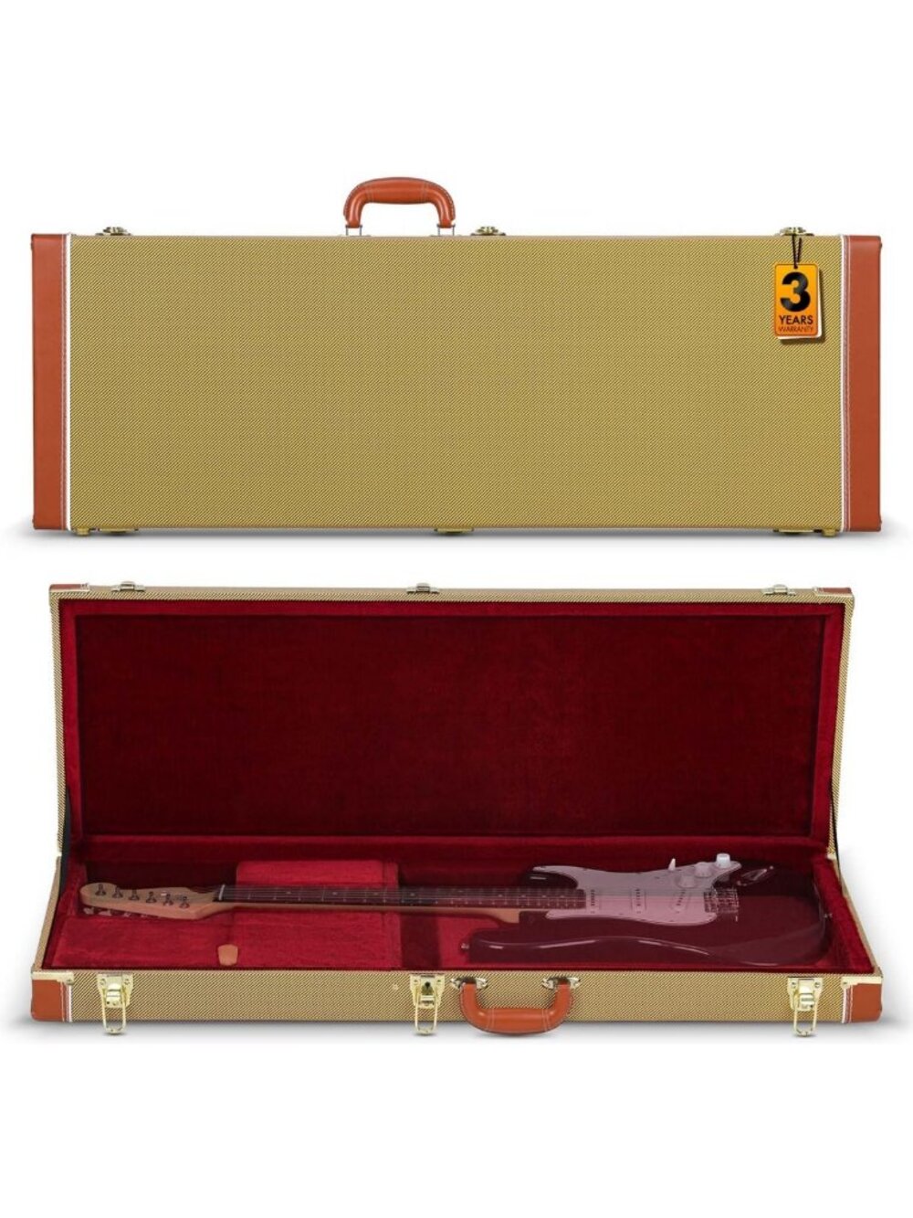 Padded Hardshell Electric Guitar Case, Durable Wood Gig Bag for Protection